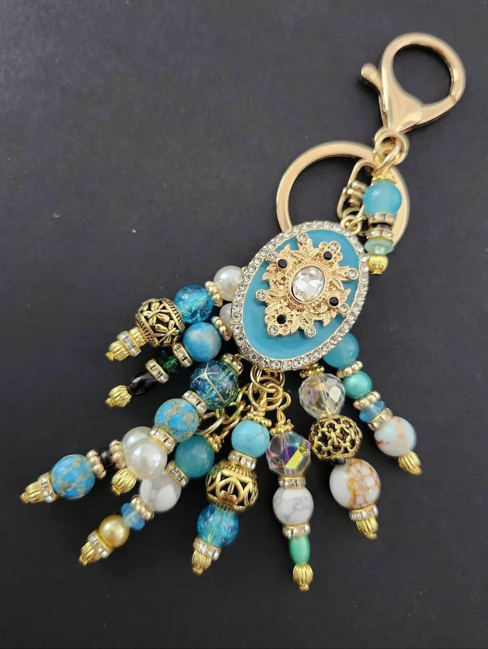 Vintage-inspired Purse Charm or Keychain Howlite Tibetian Handcrafted